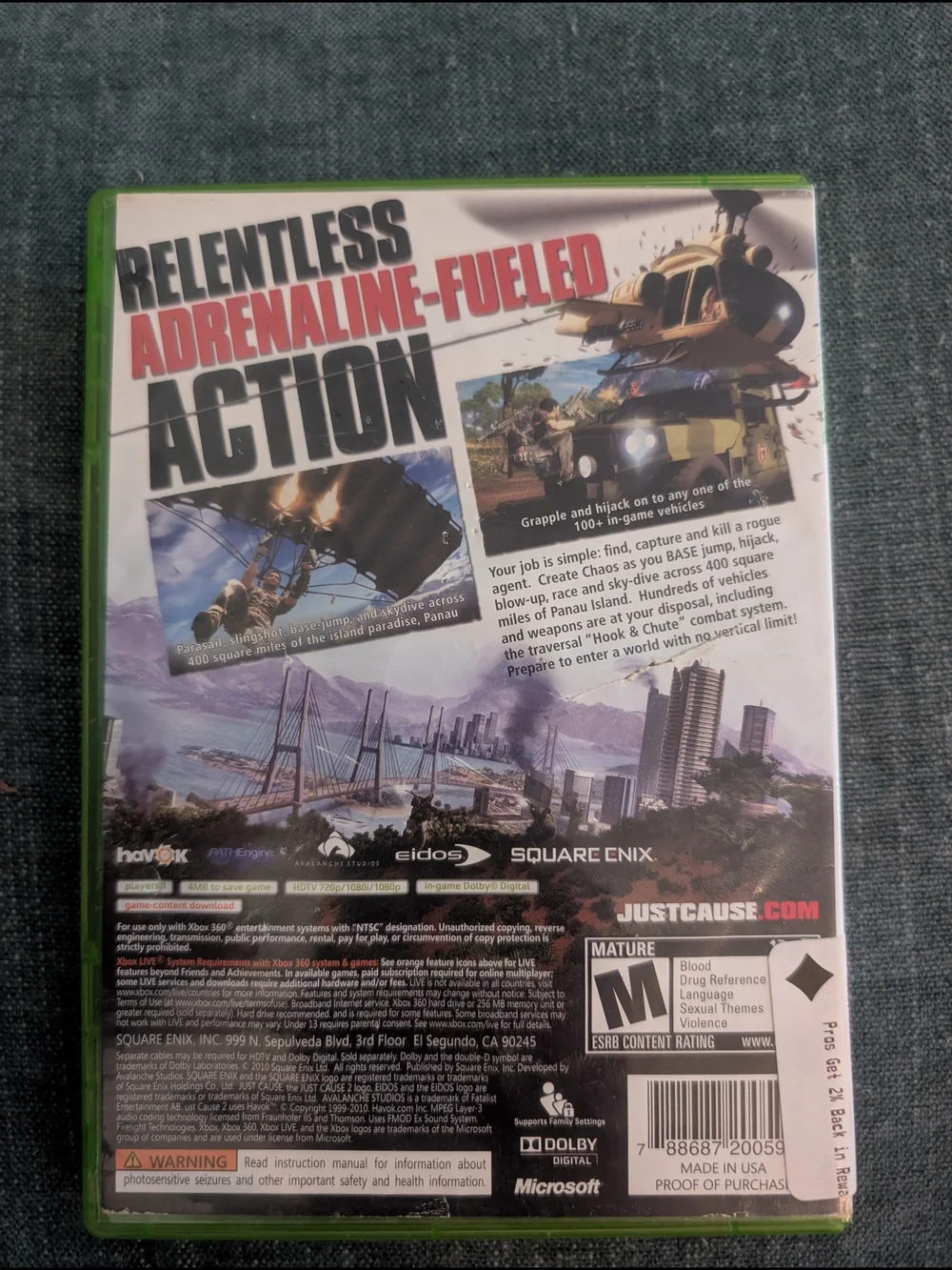 Just Cause 2 (Xbox 360) - Green Case